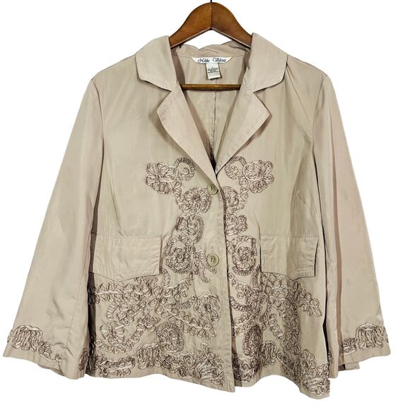 Nikki Valenti Crepe Floral Top Shacket Oversized Apron Style Pockets - L - Picture 1 of 4